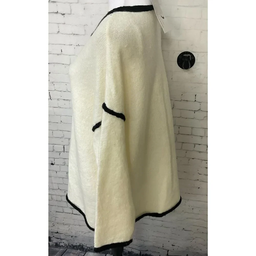 Vine And Love Women L Cream Sweater Black Trim Oversized Comfort Long Sleeve N2 - Picture 8 of 12